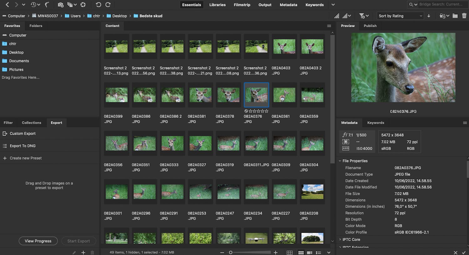 screenshot 2022 08 24 at 13 11 25 Adobe Bridge -käyttöliittymä.
